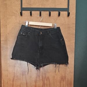 Lee Black Jean Shorts with Frayed Hem